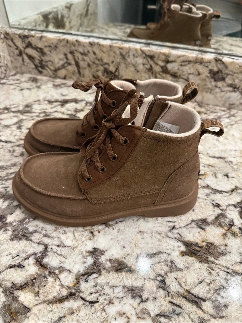 UGG Kids Chestnut Suede Lace-Up Boots